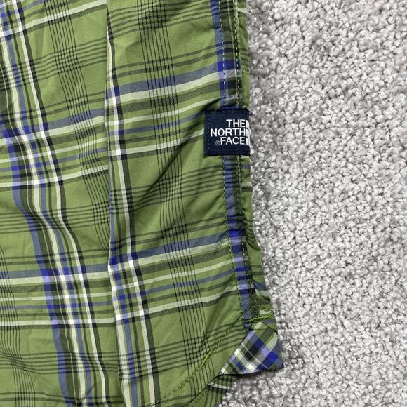 North Face Button Down Shirt Mens Extra Large Nylon Plaid Short Sleeve Green - Picture 4 of 13
